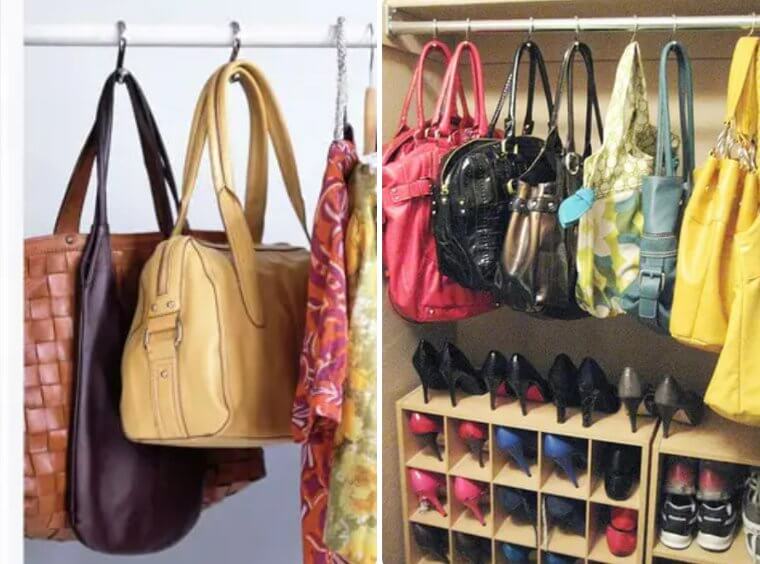 Keep Purses Organized With Shower Curtain Hooks