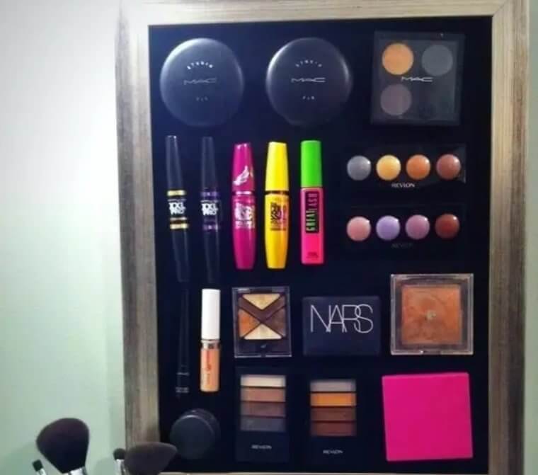 Keep Your Makeup on a Magnet Board