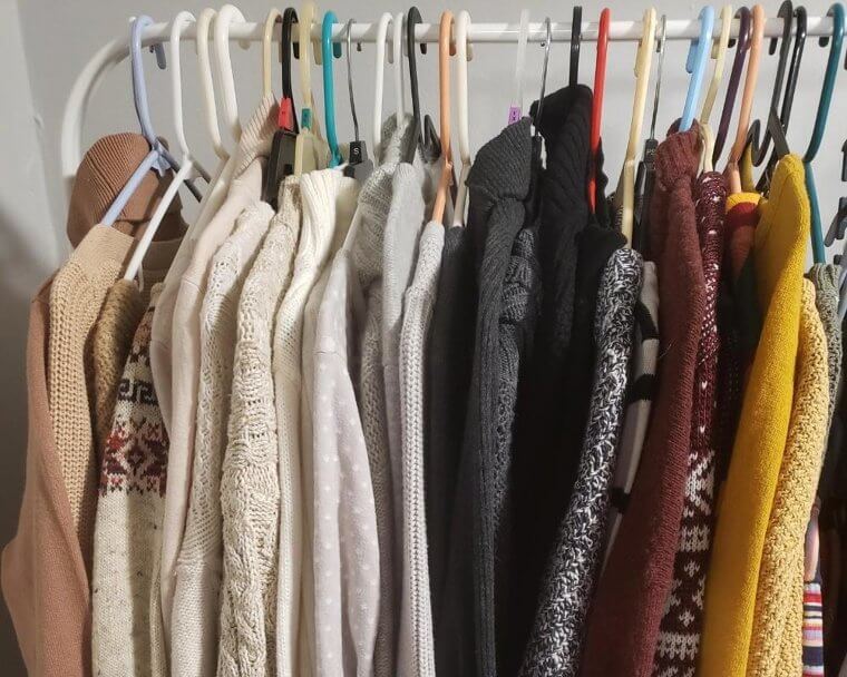 Avoid Shoulder Bumps on Your Sweaters by Hanging Them Inside Out
