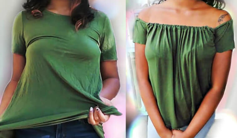 Turn a Plain Tee Into a Flirty, Off-The-Shoulder Top