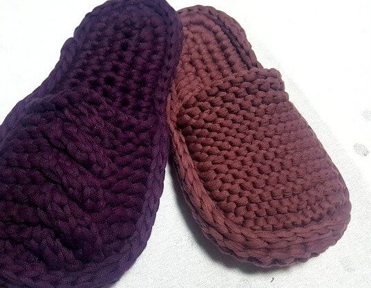 Crochet Cozy Slippers From Old Shirt Strands