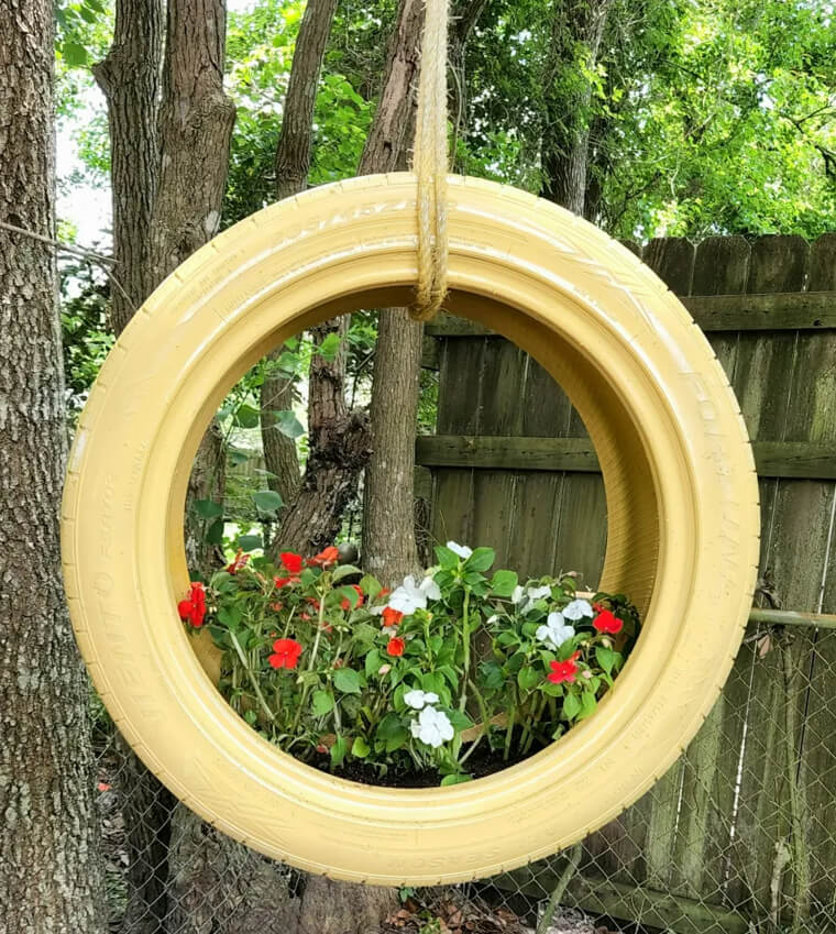 Aim High With a Hanging Tire Planter