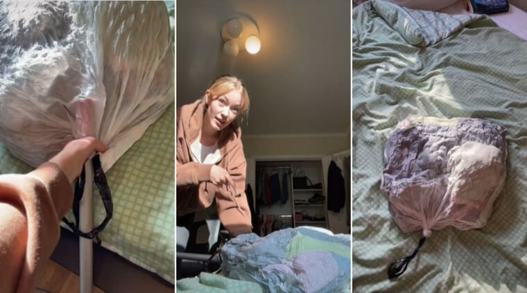 Turn Any Plastic Bag Into a Space-Saving Vacuum Storage Bag