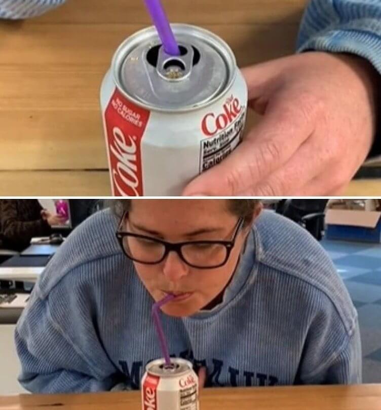 Hold Your Straw Up Using the Tab