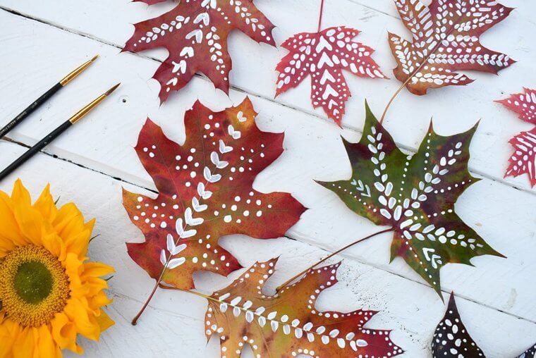 Make Thanksgiving Decor With Painted Leaves