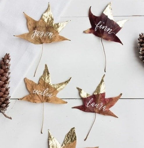 DIY Place Cards That Double as Golden Keepsakes for Thanksgiving