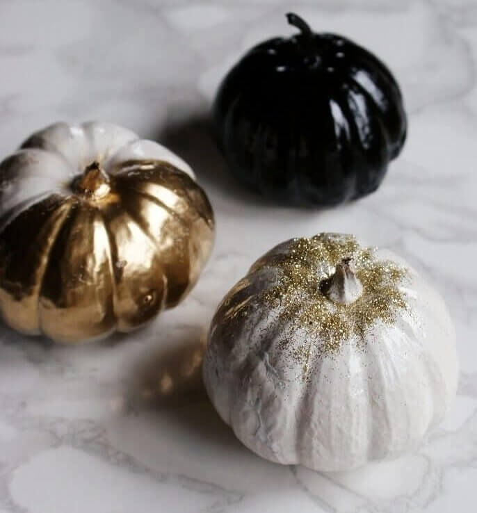 Stylish DIY Golden Black-White Pumpkins