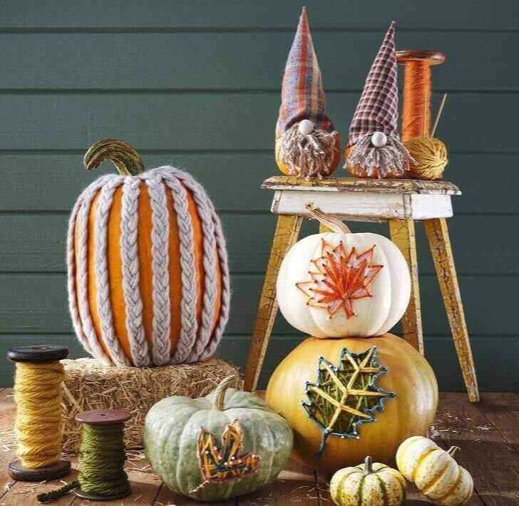 String Art Yarn Leaf Pumpkins for Kids
