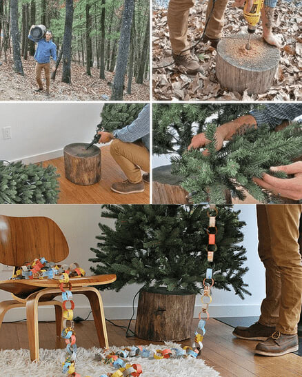 Turn a Log Into a Cool Christmas Tree Base