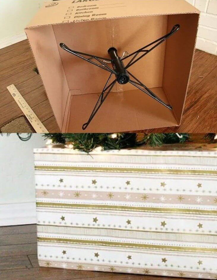 Repurpose Cardboard Boxes as a Christmas Tree Skirt