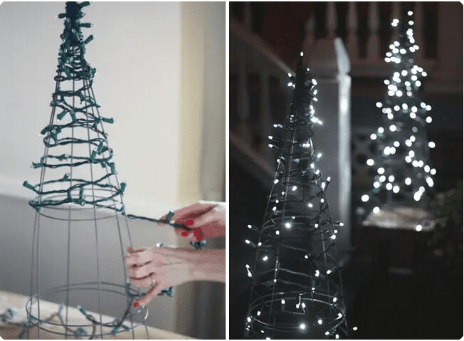 Turn Tomato Cages Into Fancy Tree Decor