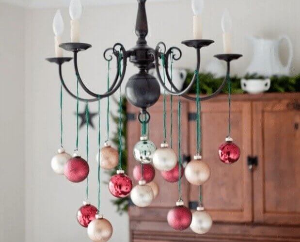 Hang Ornaments From Light Fixtures or the Ceiling